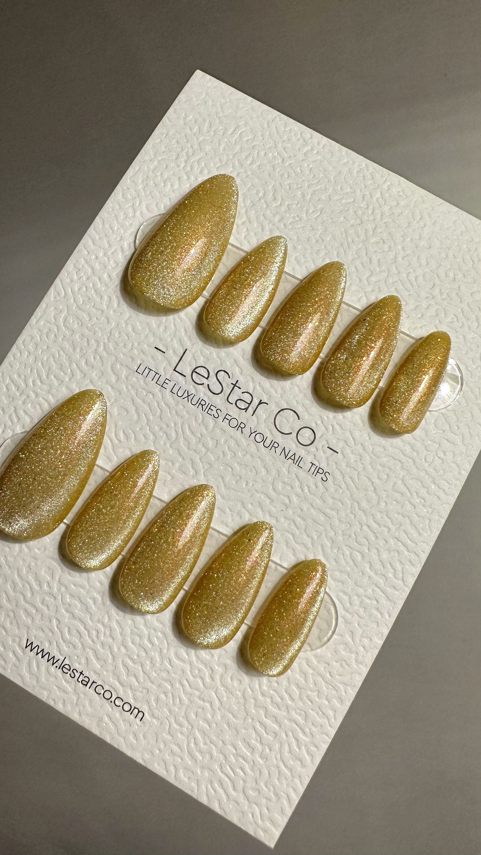 Reusable Shimmering Amber Cat Eye Effect | Nails Premium Press on Nails Gel Manicure | Fake Nails | Handmade | Lestarco faux nails 494zz