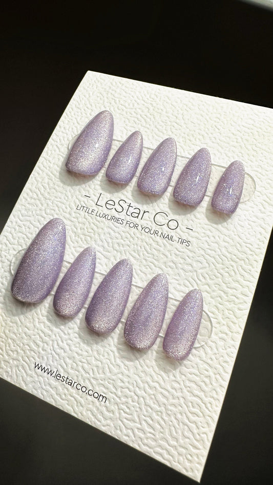 Reusable Champagne Cat Eye Effect| Nails Premium Press on Nails Gel Manicure | Fake Nails | Handmade | Lestarco faux nails 495zz