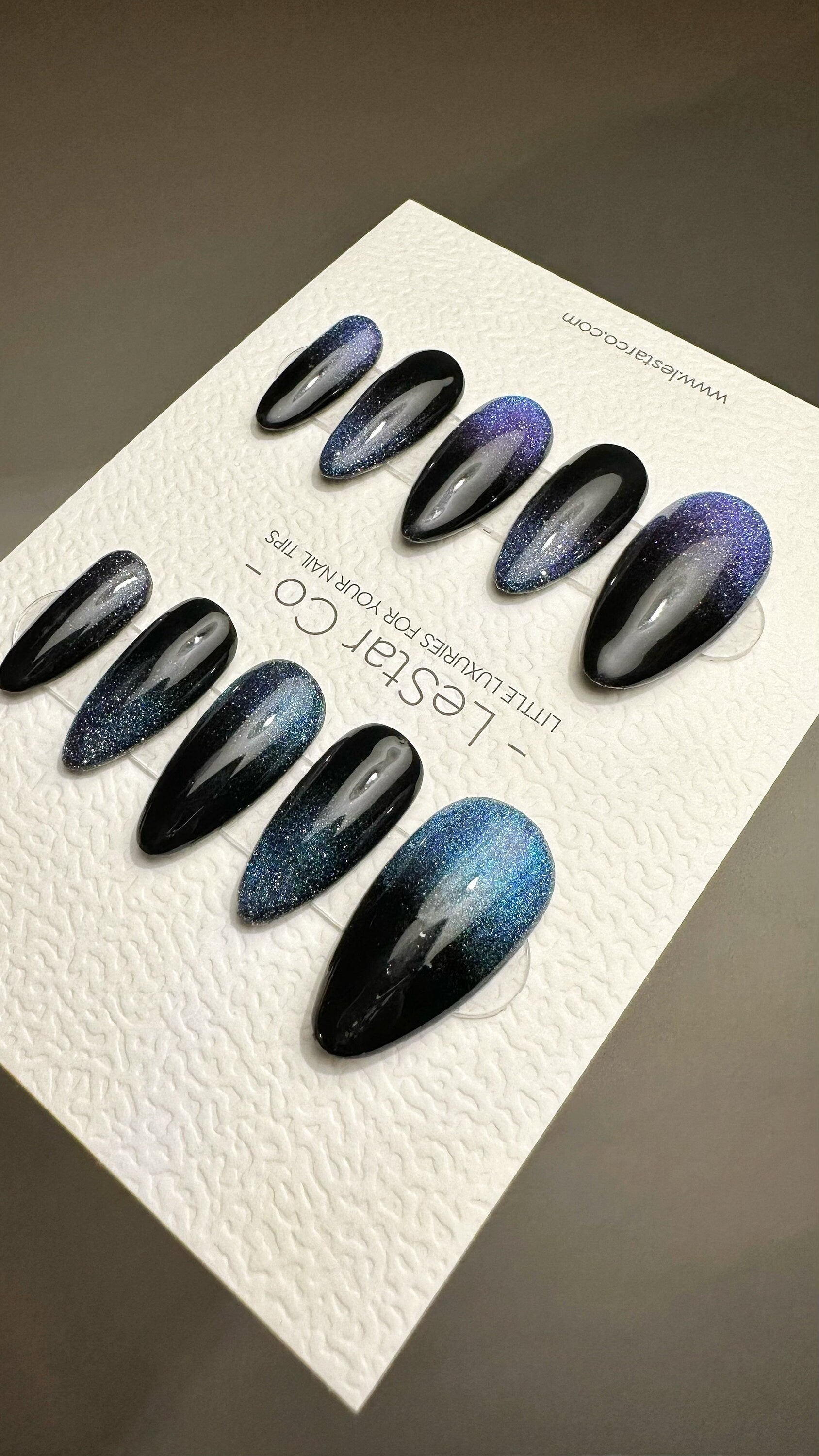 Reusable Blue-Purple Aurora | Nails Premium Press on Nails Gel Manicure | Fake Nails | Handmade | Lestarco faux nails TMR509