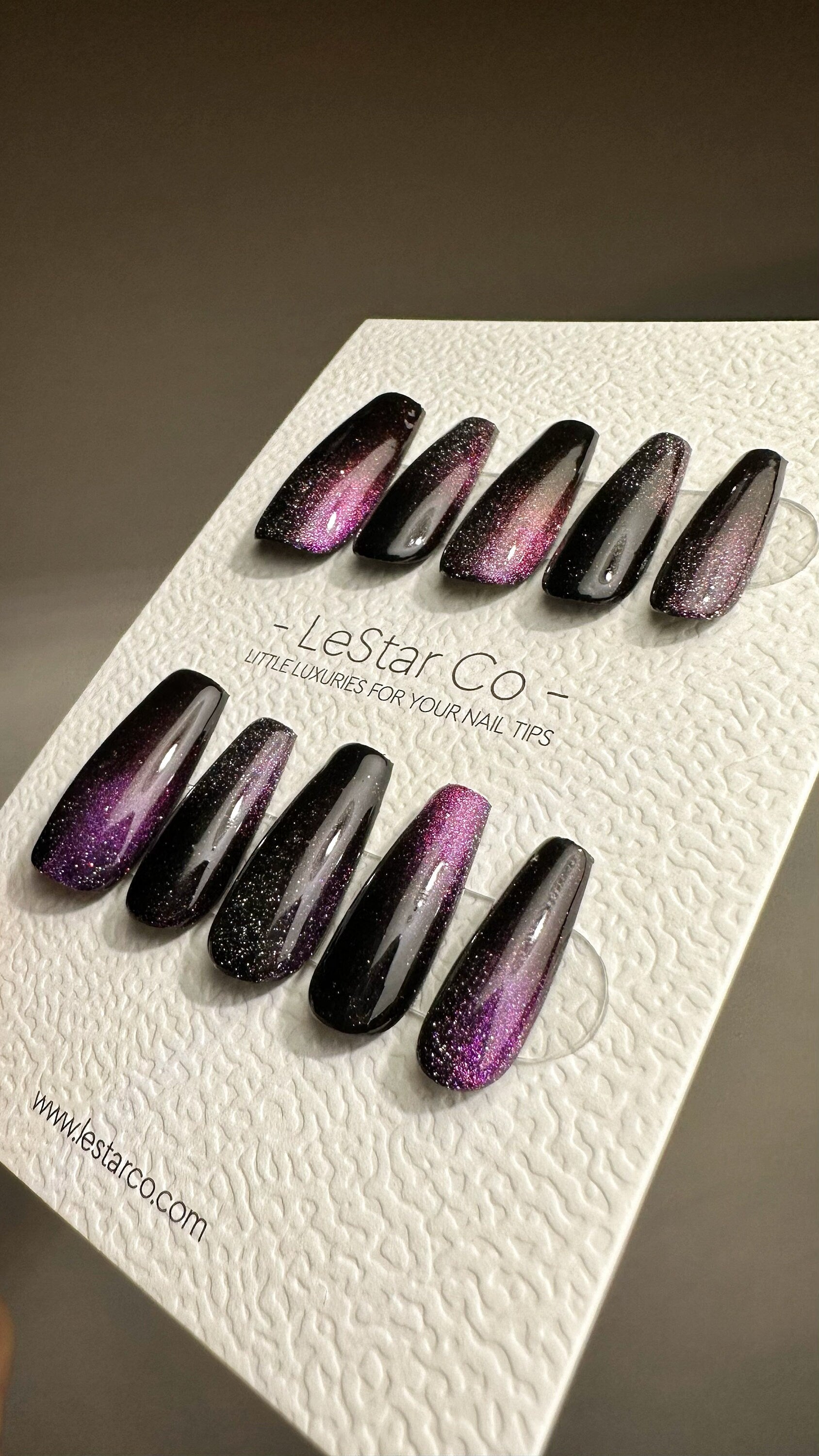 Reusable Pink-Purple Aurora | Nails Premium Press on Nails Gel Manicure | Fake Nails | Handmade | Lestarco faux nails TMR510