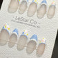 Reusable BaBy Blue Star French Tip | Premium Press on Nails Gel Manicure | Fake Nails | Handmade | Artificial nails YR540