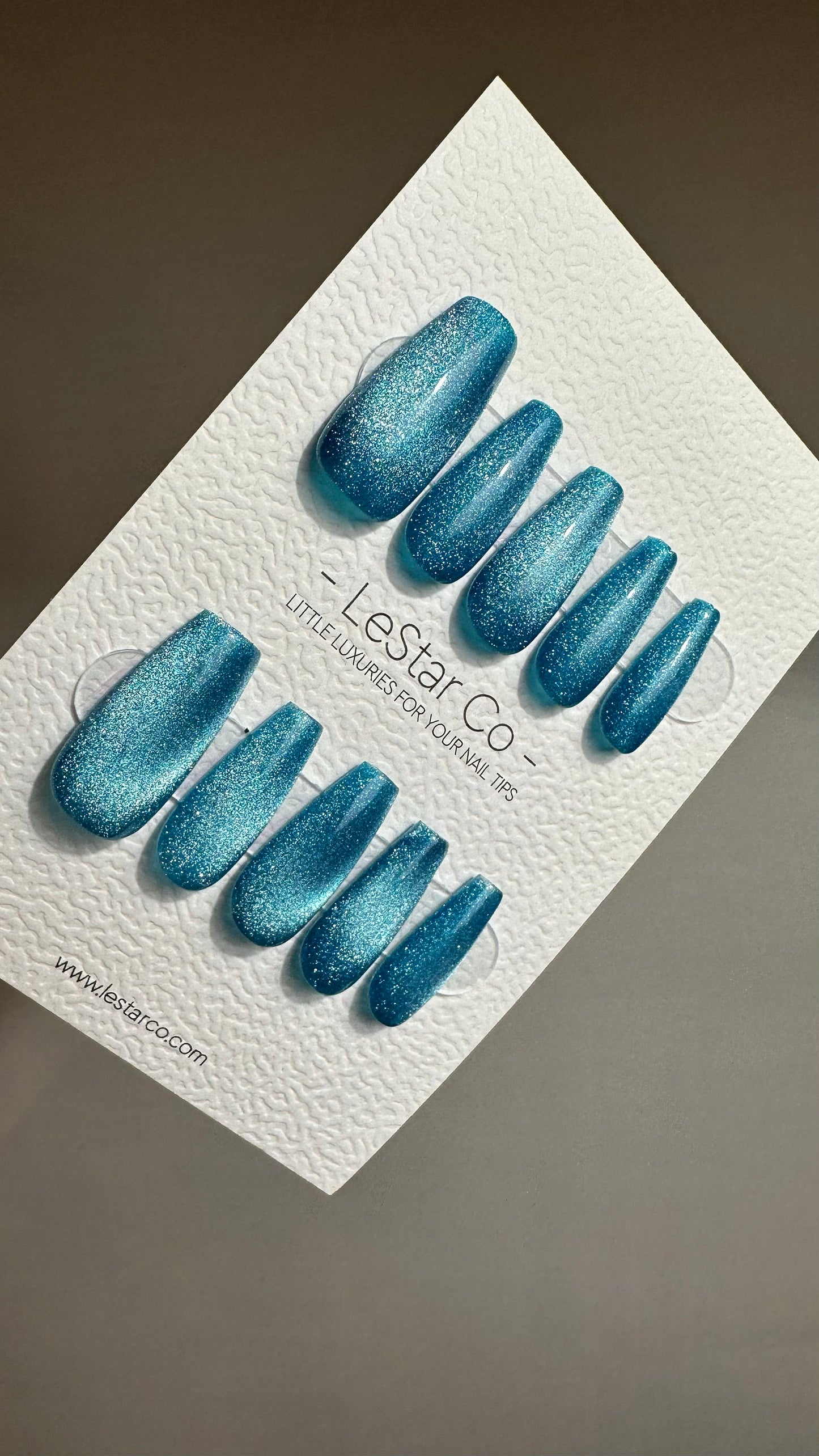 Reusable Teal Blue Cat eye | Nails Premium Press on Nails Gel Manicure | Fake Nails | Handmade | Lestarco faux nails TMR513