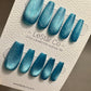 Reusable Teal Blue Cat eye | Nails Premium Press on Nails Gel Manicure | Fake Nails | Handmade | Lestarco faux nails TMR513