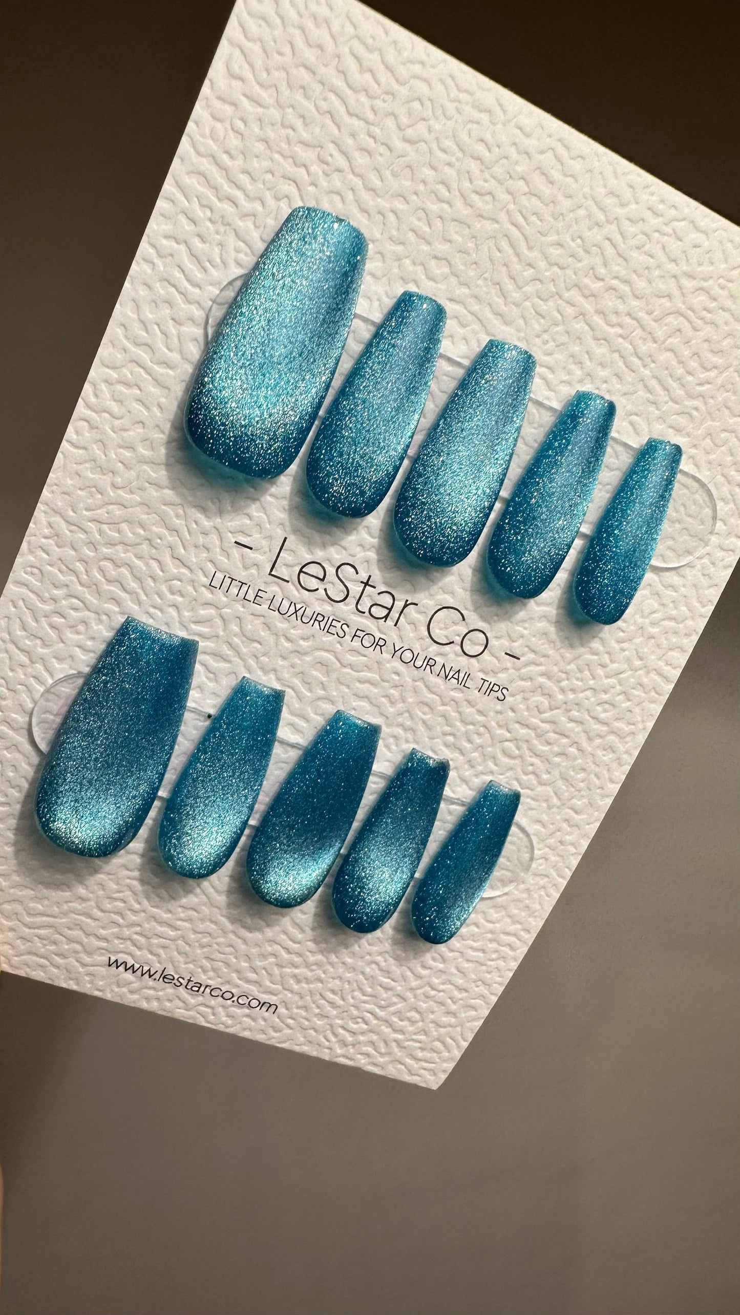 Reusable Teal Blue Cat eye | Nails Premium Press on Nails Gel Manicure | Fake Nails | Handmade | Lestarco faux nails TMR513