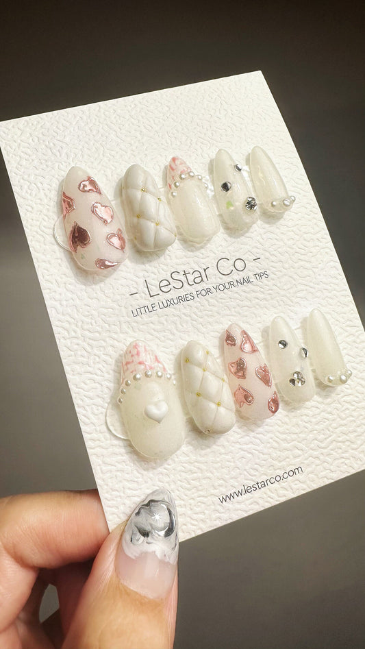 Reusable Love Cushion | Premium Press on Nails Gel | Fake Nails | Cute Fun Colorful Gel Nail faux nails TMR523