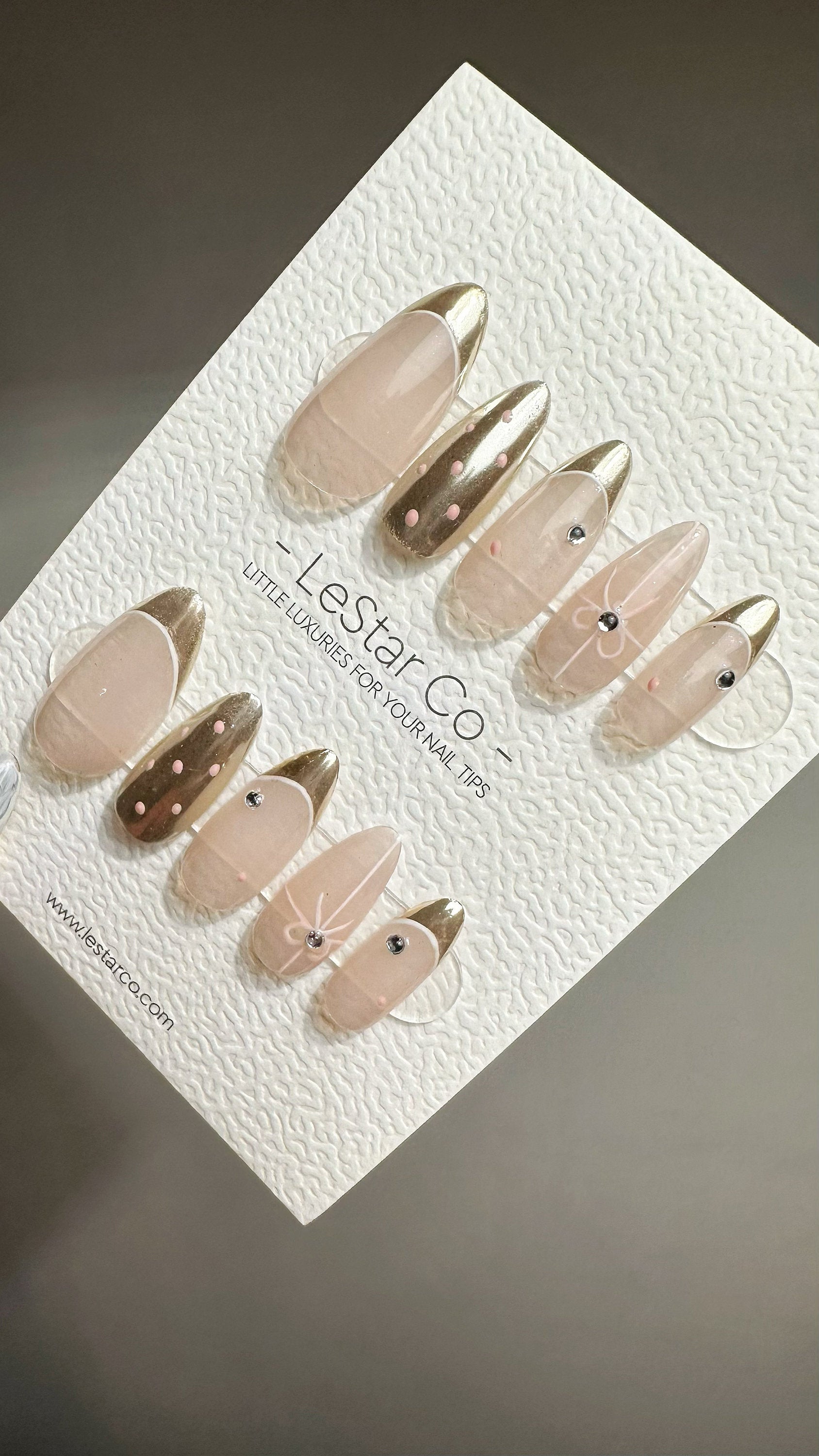 Reusable Loved Ones Gold French Tip | Premium Press on Nails Gel | Fake Nails | Cute Fun Colorful Gel Nail Artist faux nails TMR526