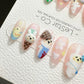 Reusable My Bunny Neighbour 3D Design | Premium Press on Nails Gel Manicure | Fake Nails | Handmade | Artificial nails YR544