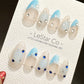 Reusable Matter of Time Blue Tip| Premium Press on Nails Gel | Fake Nails | Cute Fun Colorful Gel Nail Artist faux nails ML631