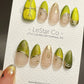 Reusable Night Train Green Cat Eye Effect | Premium Press on Nails Gel | Fake Nails | Cute Fun Colorful Gel Nail faux nails QN586