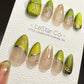 Reusable Night Train Green Cat Eye Effect | Premium Press on Nails Gel | Fake Nails | Cute Fun Colorful Gel Nail faux nails QN586