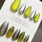 Reusable Metallic Olive Array Cat Eye Effect | Premium Press on Nails Gel | Fake Nails | Cute Colorful Gel Nail faux nails QN646