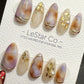 Reusable Gilded Rose Quartz | Premium Press on Nails Gel | Fake Nails | Cute Fun Colorful Gel Nail faux nails QN650