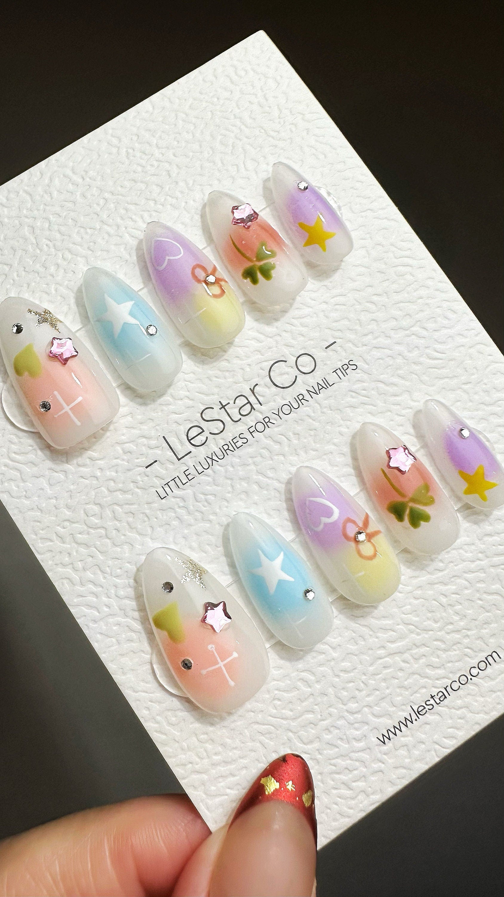 EOFY Reusable Dreamy Pastel Wonderland | Premium Press on Nails Gel | Fake Nails | Cute Fun Colorful Gel Nail Artist faux nails ML657