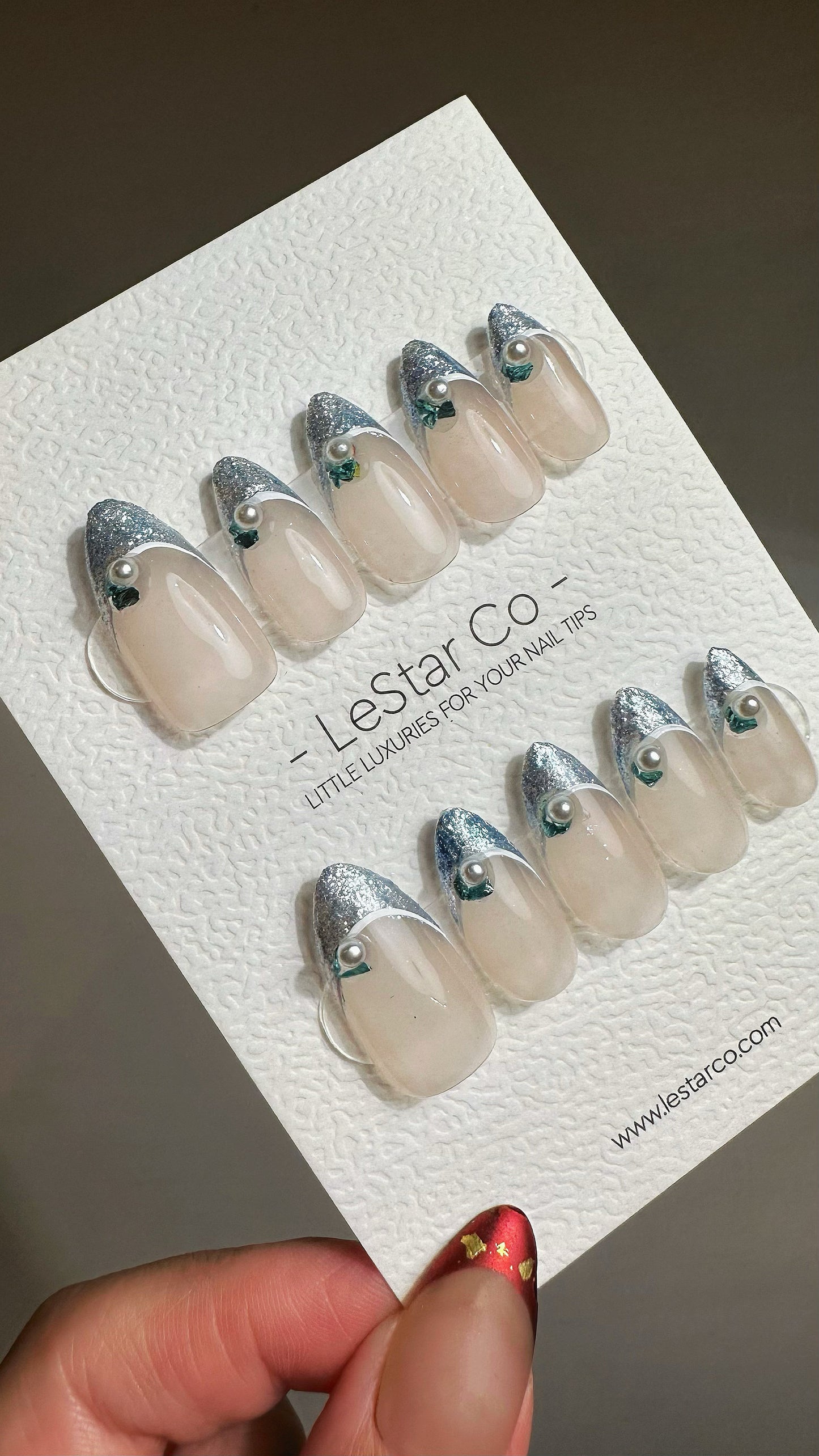 EOFY Reusable Frosted Icy Winter Blue French Tip | Premium Press on Nails Gel | Fake Nails | Cute Fun Gel Nail Artist faux nails ML660