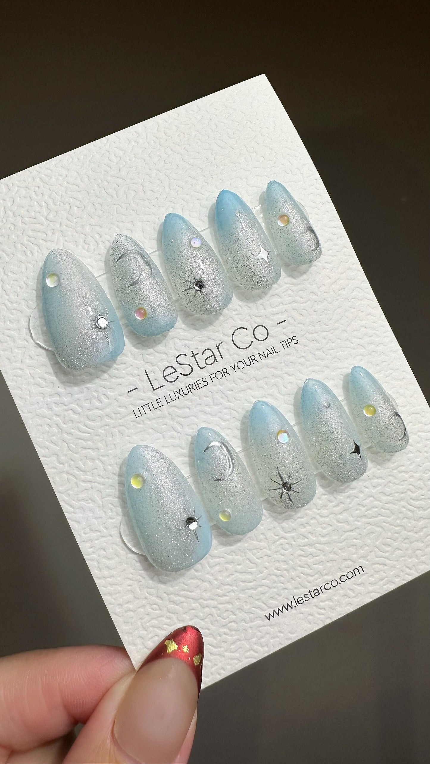 EOFY Reusable Moonlit Sparkle| Premium Press on Nails Gel | Fake Nails | Cute Fun Colorful Gel Nail Artist faux nails ML667