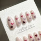 Reusable Loving Heartbeat | Premium Press on Nails Gel | Fake Nails | Handprint Pressons Prom/Event/Birthday Nails ML669