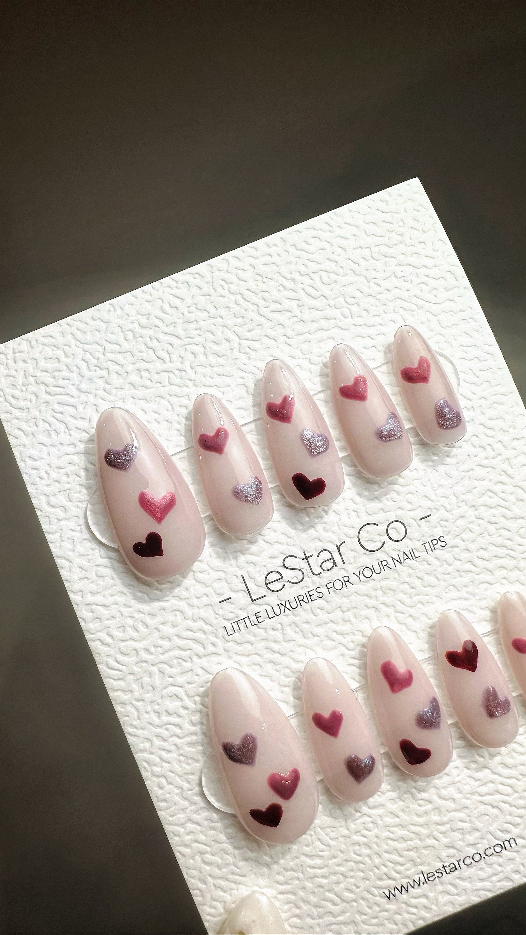 Reusable Loving Heartbeat | Premium Press on Nails Gel | Fake Nails | Handprint Pressons Prom/Event/Birthday Nails ML669