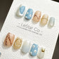 Reusable Sky Blue Petals | Premium Press on Nails Gel Manicure Handprint Pressons Handmade | Lestarco faux nails YR679