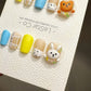 Reusable Playful Friends | Premium Press on Nails Gel Manicure Handprint Pressons Handmade | Lestarco faux nails YR683