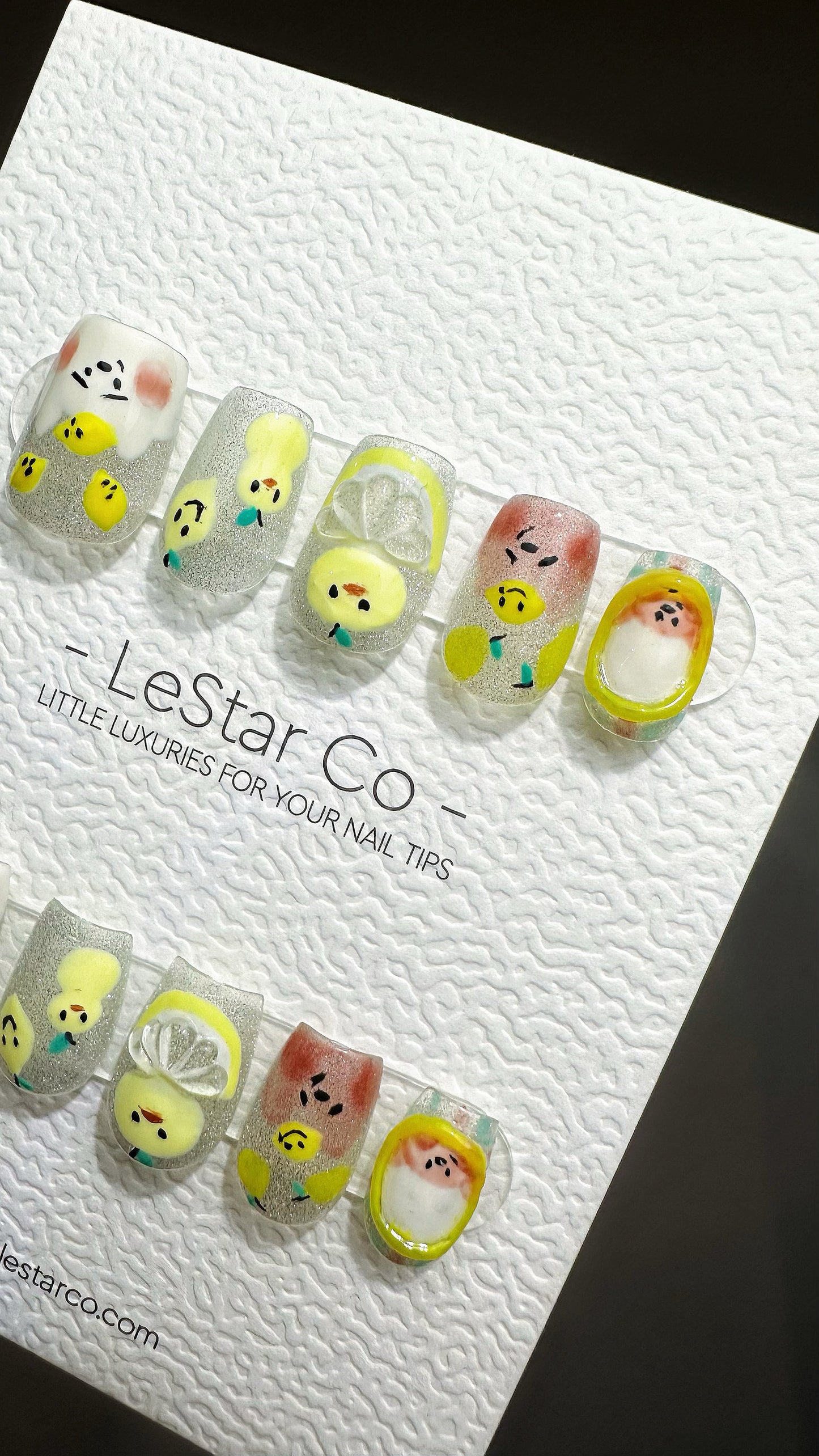 Reusable Lemon Chick | Premium Press on Nails Gel Manicure Handprint Pressons Handmade | Lestarco faux nails YR684