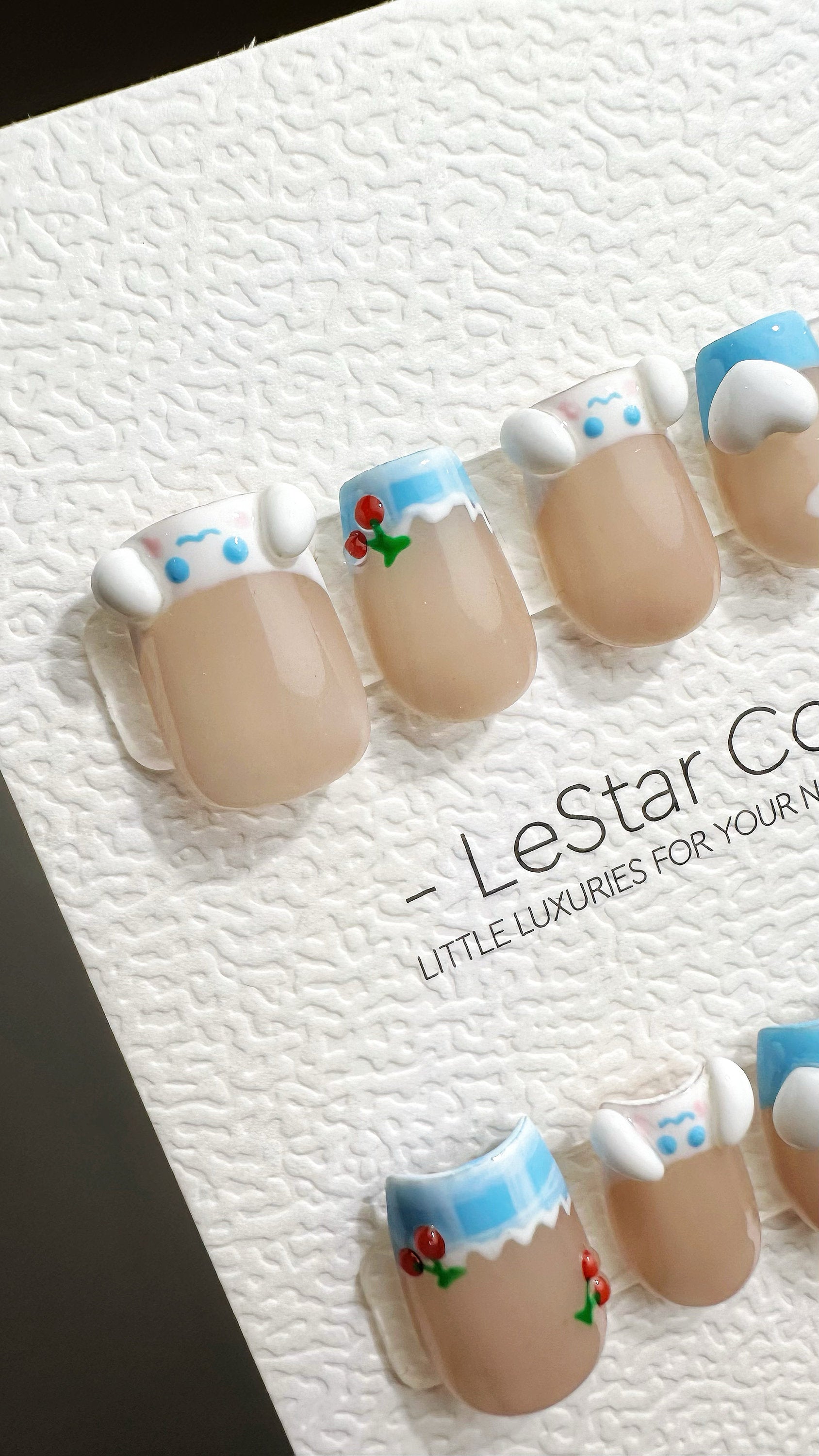 Reusable Cotton Puppy | Premium Press on Nails Gel Manicure Handprint Pressons Handmade | Lestarco faux nails YR685