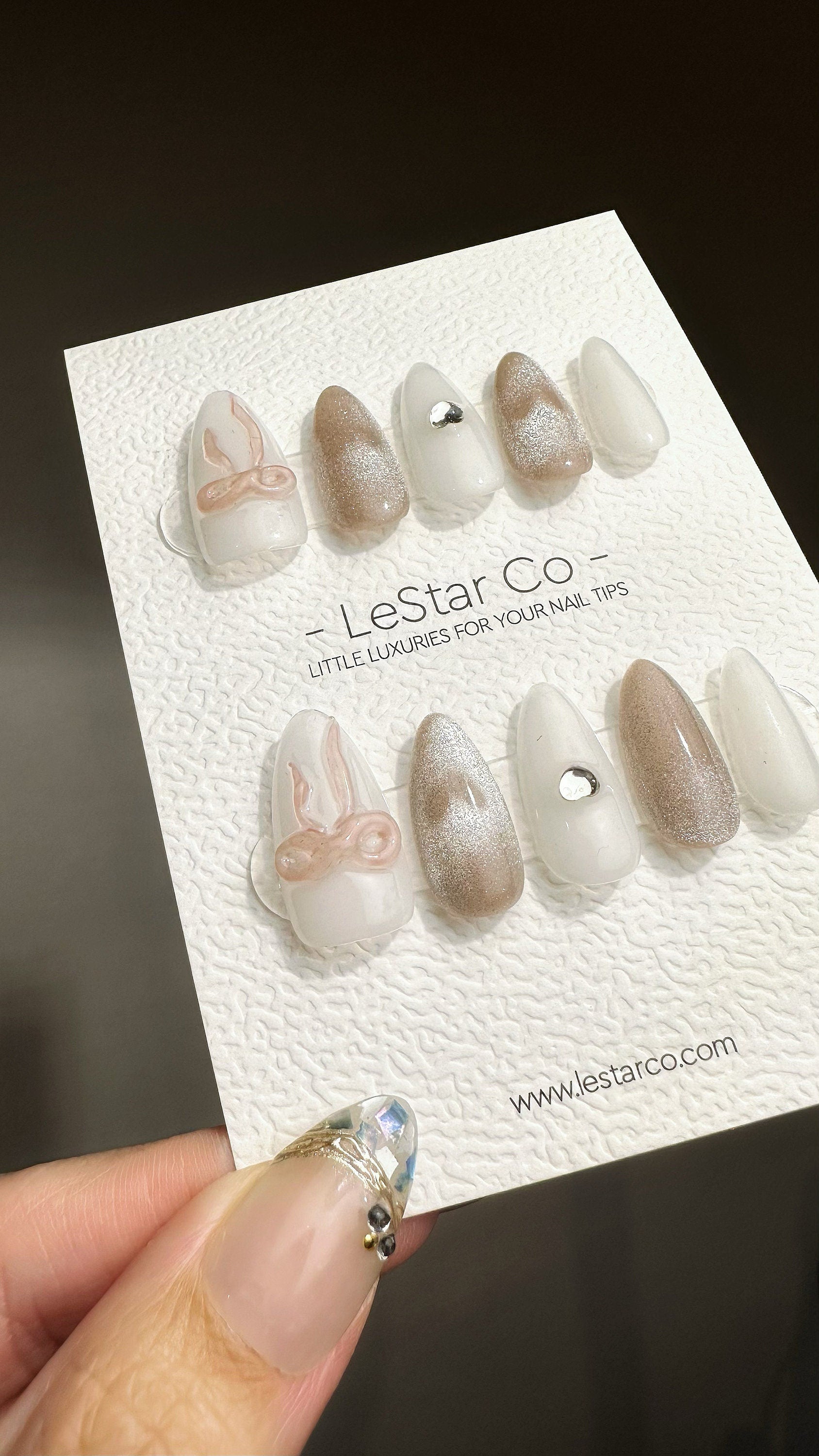 Reusable Frosted Luxe | Premium Press on Nails Gel Manicure Handprint Pressons Handmade | Lestarco faux nails YR686