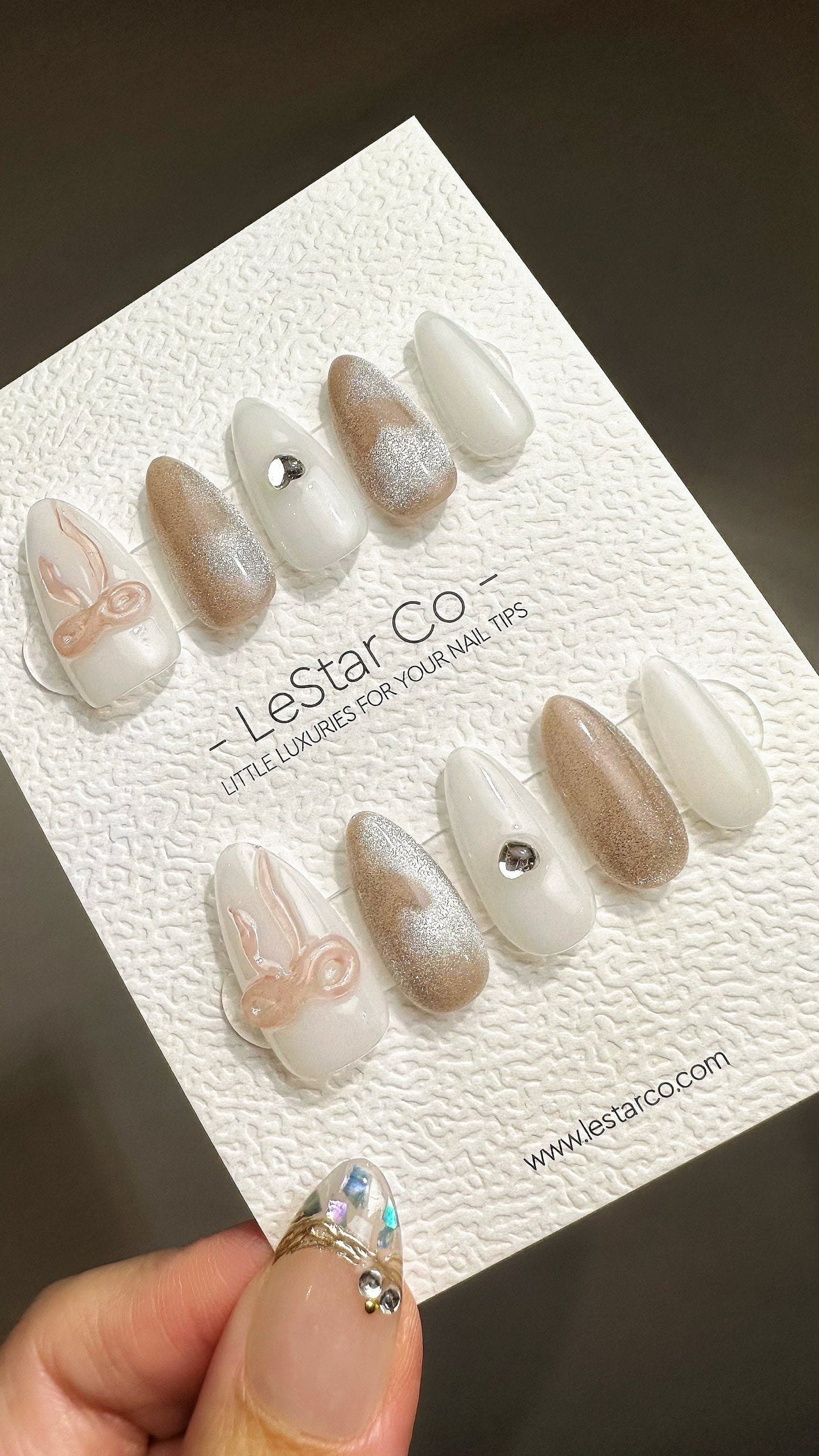 Reusable Frosted Luxe | Premium Press on Nails Gel Manicure Handprint Pressons Handmade | Lestarco faux nails YR686