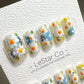 Reusable Daisy Meadow | Premium Press on Nails Gel Manicure Handprint Pressons Handmade | Lestarco faux nails YR691