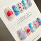 Reusable Pastel Love Affair | Premium Press on Nails Gel Manicure Handprint Pressons Handmade | Lestarco faux nails YR693