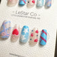 Reusable Pastel Love Affair | Premium Press on Nails Gel Manicure Handprint Pressons Handmade | Lestarco faux nails YR693