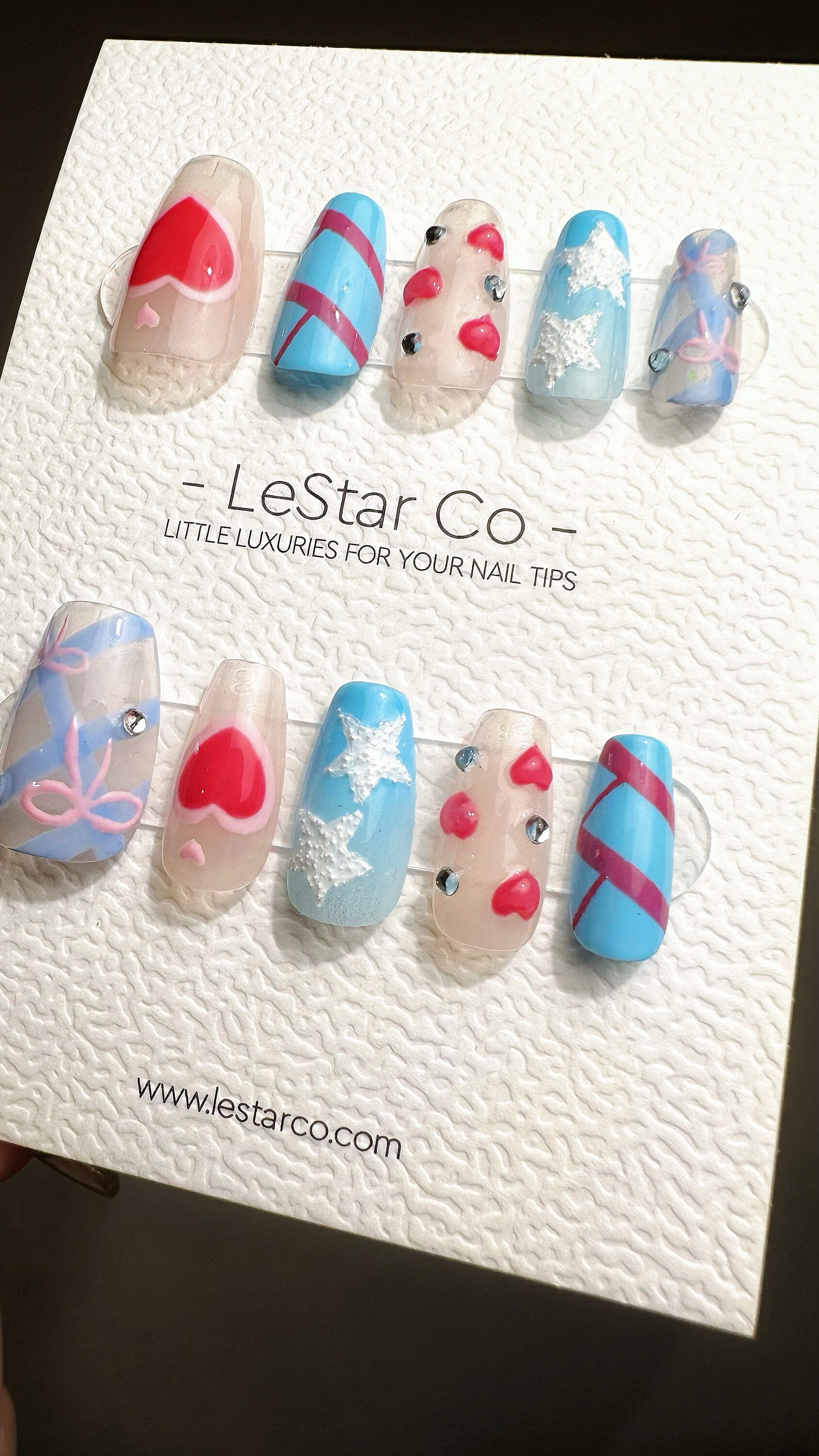 Reusable Pastel Love Affair | Premium Press on Nails Gel Manicure Handprint Pressons Handmade | Lestarco faux nails YR693