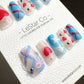 Reusable Pastel Love Affair | Premium Press on Nails Gel Manicure Handprint Pressons Handmade | Lestarco faux nails YR693