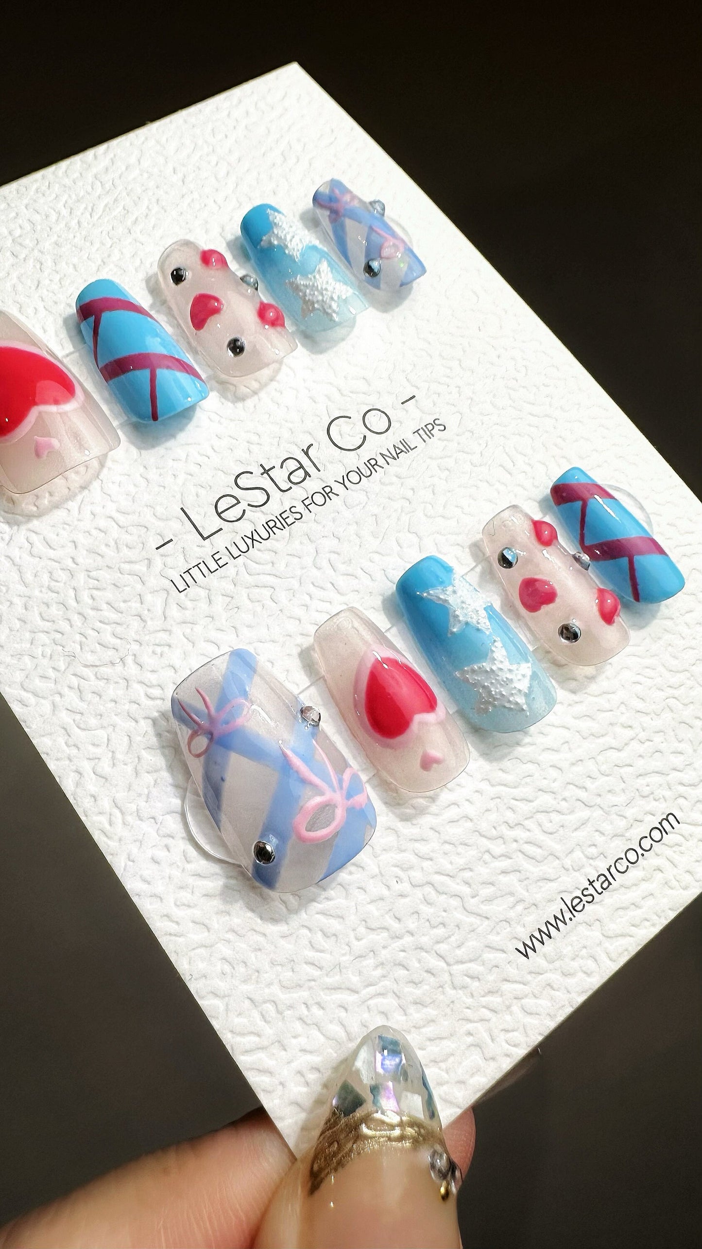 Reusable Pastel Love Affair | Premium Press on Nails Gel Manicure Handprint Pressons Handmade | Lestarco faux nails YR693