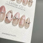 Reusable Delicate Pink Jewels Pink Cat Eye Effect | Press on Nails Gel | Fake Nails | Handmade Pressons faux nails ML701