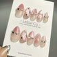 Reusable Delicate Pink Jewels Pink Cat Eye Effect | Press on Nails Gel | Fake Nails | Handmade Pressons faux nails ML701