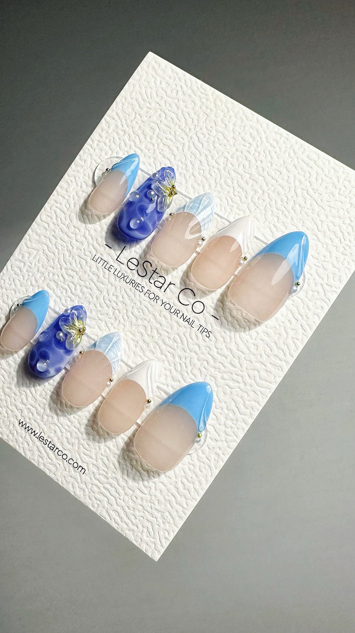 Reusable Blue Oceanic Dreams | Press on Nails Gel | Fake Nails | Summer Beach Handmade Pressons faux nails ML704