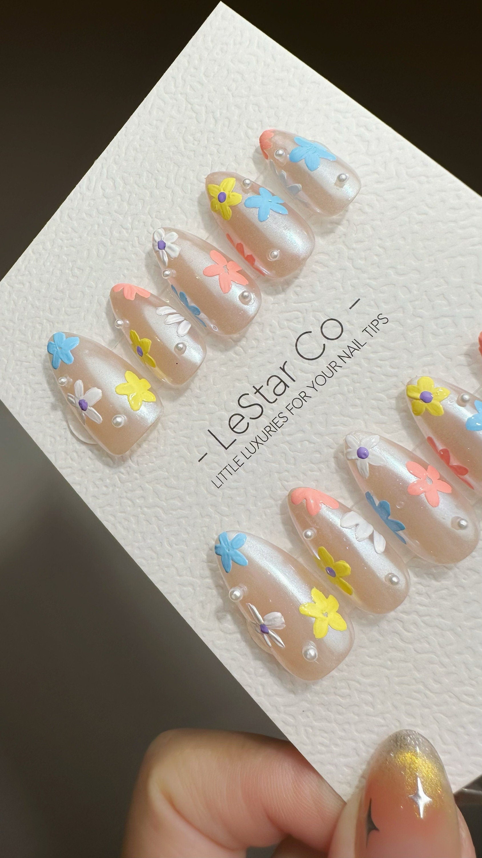 Reusable Flower Farm | Premium Press on Nails Gel | Fake Nails | Cute Fun Colorful Gel Nail Artist faux nails ML607