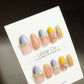 Reusable Sunshine Hearts| Premium Press on Nails Gel Hand Painted Pressons Gel Nail Artist faux nails ML710