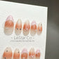 Reusable Rosy Peachy Glow French Tip with Ribbon Star | Premium Press on Nails Gel | Fake Nails | Handprint Gel Nail Faux nails ML713