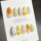 Reusable Abstract Golden Sunshine| Premium Press on Nails Gel Hand Painted Pressons Gel Nail Artist faux nails ML712