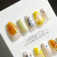 Reusable Abstract Golden Sunshine| Premium Press on Nails Gel Hand Painted Pressons Gel Nail Artist faux nails ML712