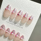 Reusable Pink Shimmer French Tips w/ Peal | Press on Nails Gel | Fake Nails | Handmade Pressons faux nails ML715