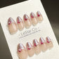 Reusable Pink Shimmer French Tips w/ Peal | Press on Nails Gel | Fake Nails | Handmade Pressons faux nails ML715