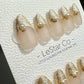 Reusable Glittering Champagne French Tips w/ Peal | Press on Nails Gel | Fake Nails | Handmade Pressons faux nails ML723