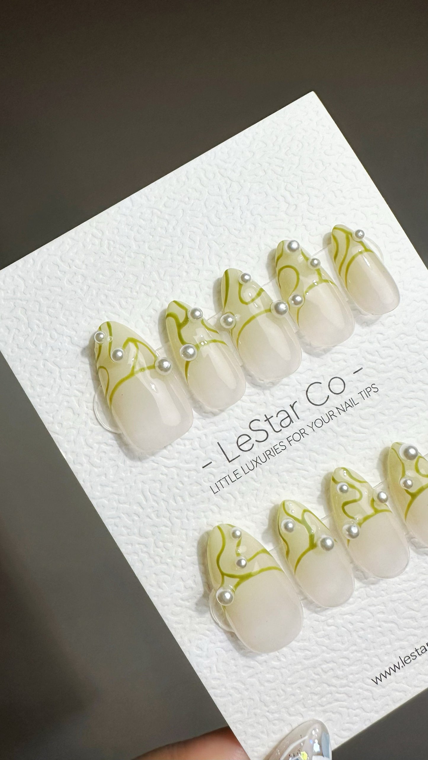 Reusable Citrus Splash French Tip with pearl | Press on Nails Gel | Fake Nails | Handmade Pressons faux nails ML727