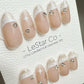 Reusable Starry Nude l White French Tip | Premium Press on Nails Gel | Fake Nails | Cute Colorful Gel Nail faux nails TMR641