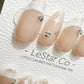 Reusable Starry Nude l White French Tip | Premium Press on Nails Gel | Fake Nails | Cute Colorful Gel Nail faux nails TMR641