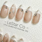 Reusable Starry Nude l White French Tip | Premium Press on Nails Gel | Fake Nails | Cute Colorful Gel Nail faux nails TMR641