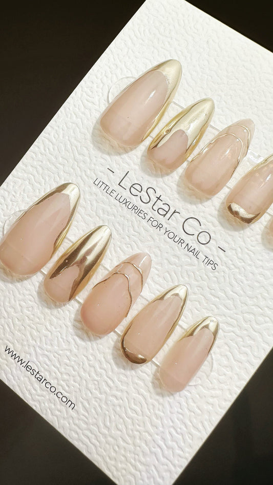 Reusable Glossy Beige Sophistication l White French Tip | Premium Press on Nails Gel | Fake Nails | Cute Colorful Gel Nail faux nails TMR644