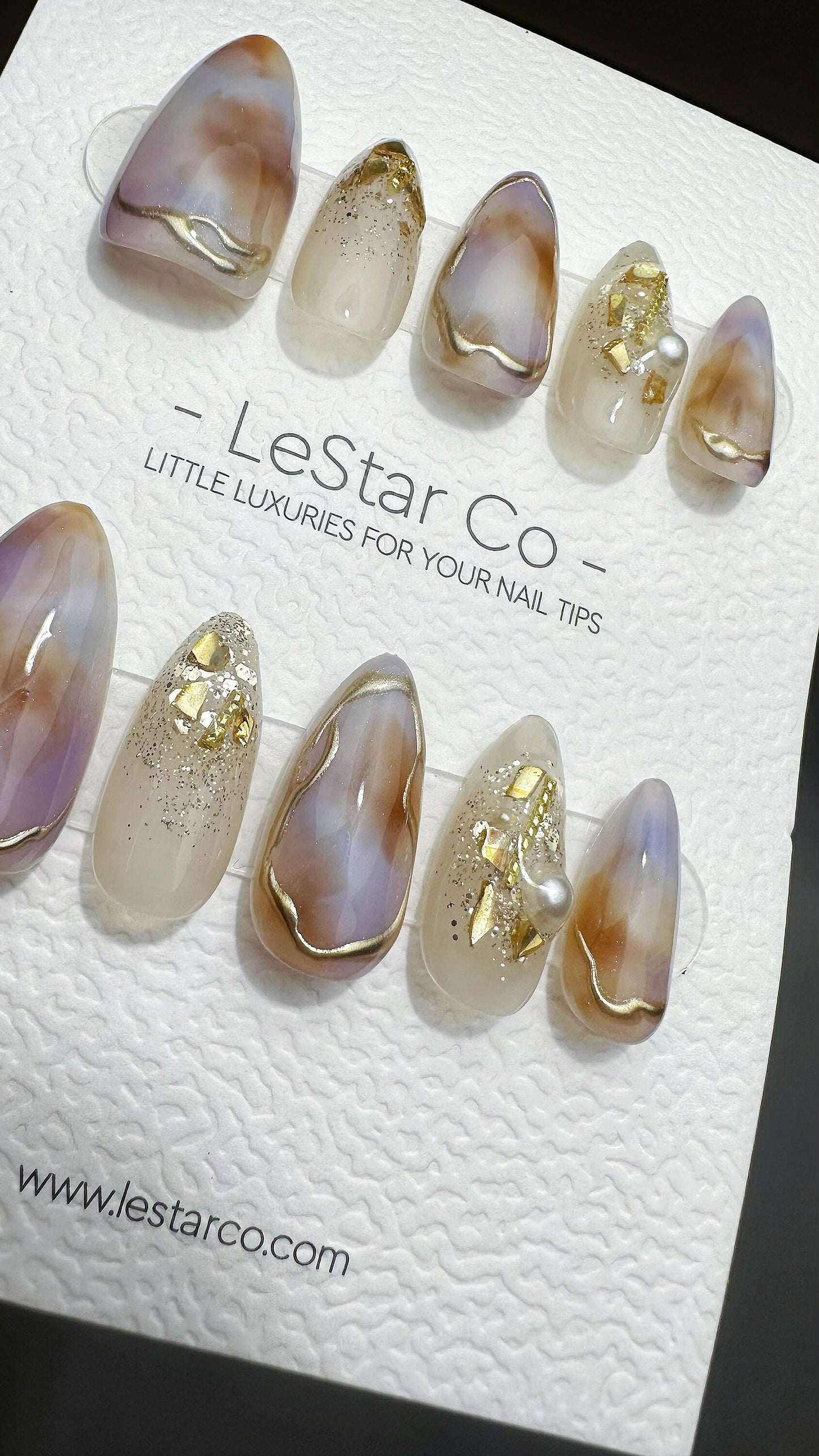 Reusable Gilded Rose Quartz | Premium Press on Nails Gel | Fake Nails | Cute Fun Colorful Gel Nail faux nails QN650